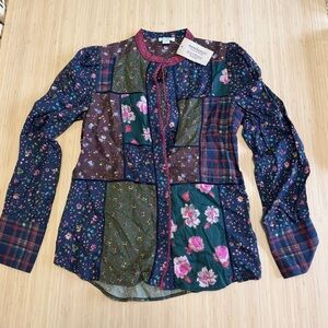 Sundance Multicolor Floral Patchwork Blouse